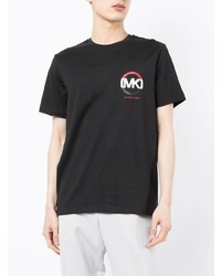 schwarzes bedrucktes T-Shirt mit einem Rundhalsausschnitt von Michael Kors