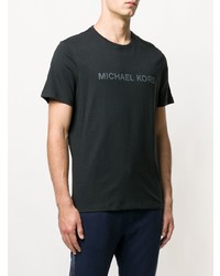 schwarzes bedrucktes T-Shirt mit einem Rundhalsausschnitt von MICHAEL Michael Kors