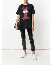 schwarzes bedrucktes T-Shirt mit einem Rundhalsausschnitt von Marcelo Burlon County of Milan