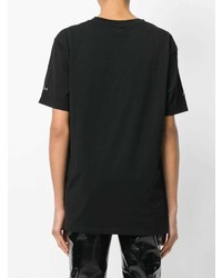 schwarzes bedrucktes T-Shirt mit einem Rundhalsausschnitt von Marcelo Burlon County of Milan