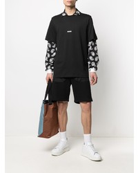 schwarzes bedrucktes T-Shirt mit einem Rundhalsausschnitt von MSGM