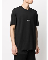 schwarzes bedrucktes T-Shirt mit einem Rundhalsausschnitt von MSGM