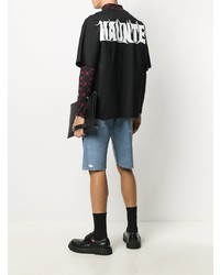 schwarzes bedrucktes T-Shirt mit einem Rundhalsausschnitt von MSGM