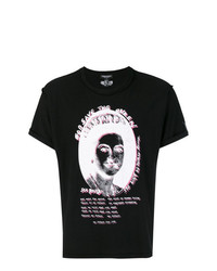 schwarzes bedrucktes T-Shirt mit einem Rundhalsausschnitt von Midnight Studios