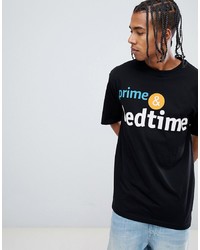 schwarzes bedrucktes T-Shirt mit einem Rundhalsausschnitt von Midnight Surf