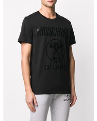 schwarzes bedrucktes T-Shirt mit einem Rundhalsausschnitt von Moschino