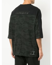 schwarzes bedrucktes T-Shirt mit einem Rundhalsausschnitt von Unravel Project