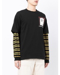 schwarzes bedrucktes T-Shirt mit einem Rundhalsausschnitt von A Bathing Ape