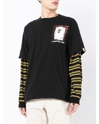 schwarzes bedrucktes T-Shirt mit einem Rundhalsausschnitt von A Bathing Ape