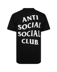 schwarzes bedrucktes T-Shirt mit einem Rundhalsausschnitt von Anti Social Social Club