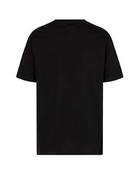 schwarzes bedrucktes T-Shirt mit einem Rundhalsausschnitt von Pas de Mer