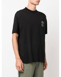schwarzes bedrucktes T-Shirt mit einem Rundhalsausschnitt von Roberto Cavalli