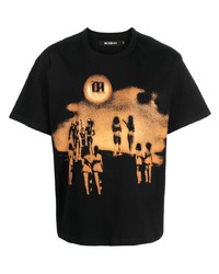 schwarzes bedrucktes T-Shirt mit einem Rundhalsausschnitt von Misbhv