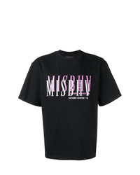 schwarzes bedrucktes T-Shirt mit einem Rundhalsausschnitt von Misbhv