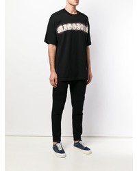 schwarzes bedrucktes T-Shirt mit einem Rundhalsausschnitt von Mastermind Japan