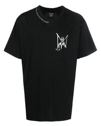schwarzes bedrucktes T-Shirt mit einem Rundhalsausschnitt von MJB Marc Jacques Burton