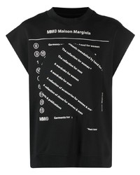schwarzes bedrucktes T-Shirt mit einem Rundhalsausschnitt von MM6 MAISON MARGIELA