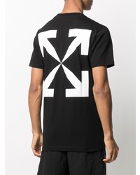 schwarzes bedrucktes T-Shirt mit einem Rundhalsausschnitt von Off-White