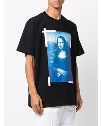 schwarzes bedrucktes T-Shirt mit einem Rundhalsausschnitt von Off-White