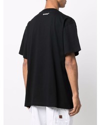 schwarzes bedrucktes T-Shirt mit einem Rundhalsausschnitt von Off-White