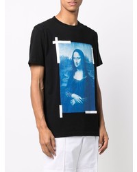 schwarzes bedrucktes T-Shirt mit einem Rundhalsausschnitt von Off-White