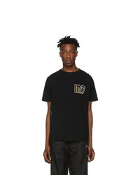 schwarzes bedrucktes T-Shirt mit einem Rundhalsausschnitt von Moncler Genius