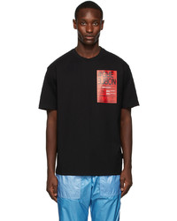 schwarzes bedrucktes T-Shirt mit einem Rundhalsausschnitt von MONCLER GRENOBLE