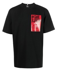 schwarzes bedrucktes T-Shirt mit einem Rundhalsausschnitt von MONCLER GRENOBLE