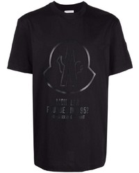 schwarzes bedrucktes T-Shirt mit einem Rundhalsausschnitt von Moncler