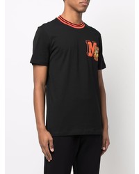 schwarzes bedrucktes T-Shirt mit einem Rundhalsausschnitt von Moschino