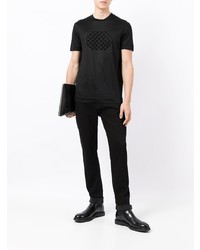 schwarzes bedrucktes T-Shirt mit einem Rundhalsausschnitt von Emporio Armani