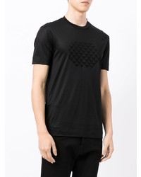 schwarzes bedrucktes T-Shirt mit einem Rundhalsausschnitt von Emporio Armani