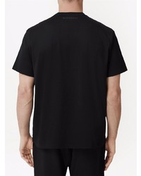 schwarzes bedrucktes T-Shirt mit einem Rundhalsausschnitt von Burberry