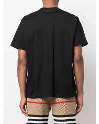 schwarzes bedrucktes T-Shirt mit einem Rundhalsausschnitt von Burberry