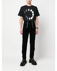 schwarzes bedrucktes T-Shirt mit einem Rundhalsausschnitt von Anrealage