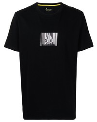 schwarzes bedrucktes T-Shirt mit einem Rundhalsausschnitt von Moose Knuckles