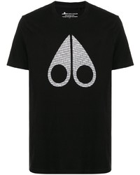 schwarzes bedrucktes T-Shirt mit einem Rundhalsausschnitt von Moose Knuckles
