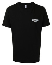 schwarzes bedrucktes T-Shirt mit einem Rundhalsausschnitt von Moschino