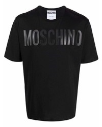 schwarzes bedrucktes T-Shirt mit einem Rundhalsausschnitt von Moschino