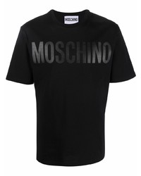 schwarzes bedrucktes T-Shirt mit einem Rundhalsausschnitt von Moschino