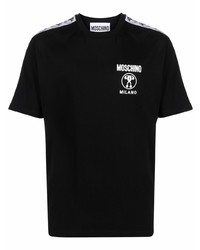 schwarzes bedrucktes T-Shirt mit einem Rundhalsausschnitt von Moschino