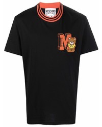 schwarzes bedrucktes T-Shirt mit einem Rundhalsausschnitt von Moschino