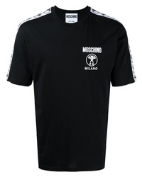 schwarzes bedrucktes T-Shirt mit einem Rundhalsausschnitt von Moschino