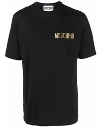 schwarzes bedrucktes T-Shirt mit einem Rundhalsausschnitt von Moschino