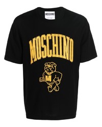 schwarzes bedrucktes T-Shirt mit einem Rundhalsausschnitt von Moschino