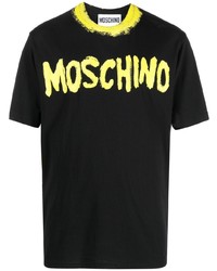 schwarzes bedrucktes T-Shirt mit einem Rundhalsausschnitt von Moschino