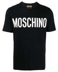 schwarzes bedrucktes T-Shirt mit einem Rundhalsausschnitt von Moschino