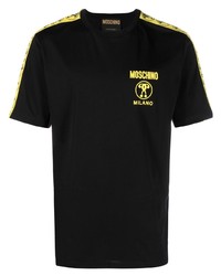 schwarzes bedrucktes T-Shirt mit einem Rundhalsausschnitt von Moschino