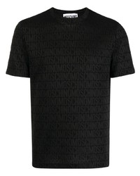 schwarzes bedrucktes T-Shirt mit einem Rundhalsausschnitt von Moschino