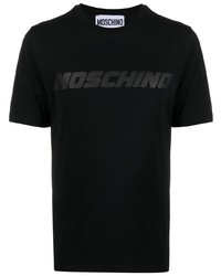 schwarzes bedrucktes T-Shirt mit einem Rundhalsausschnitt von Moschino